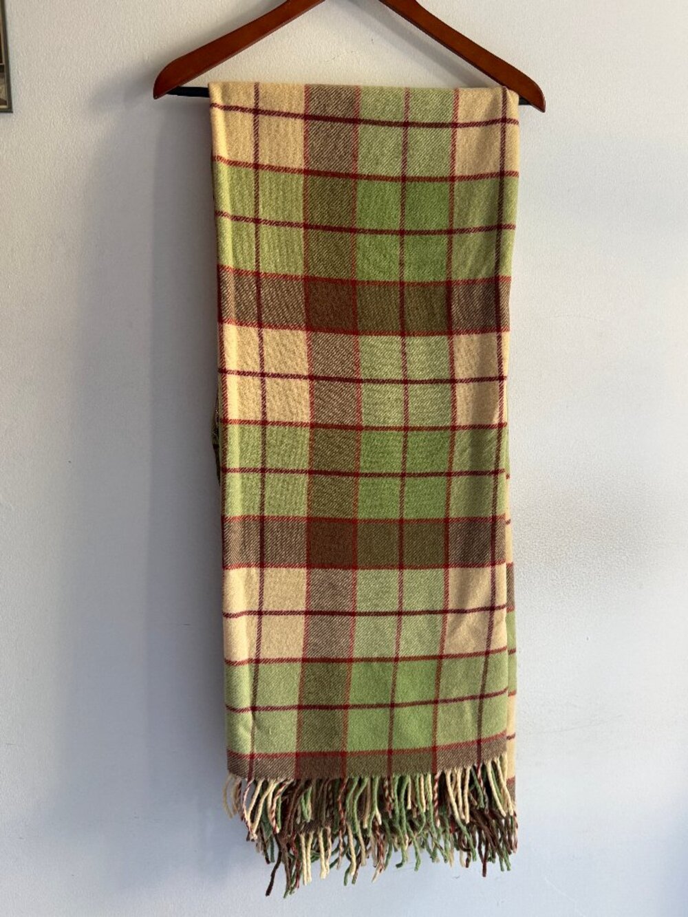 Pendleton 100% Wool Plaid Fringe Throw Blanket EUC